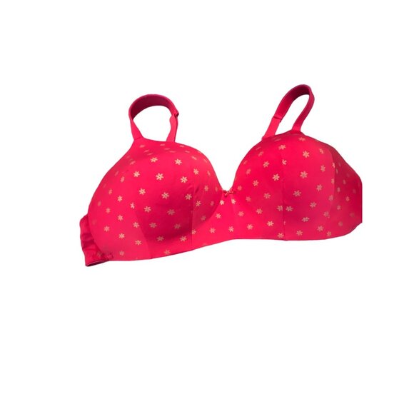 Cacique Size 44D Lot of 2 Bras Red Polka Dot Bra and Blue Lace Bra - Picture 3 of 5